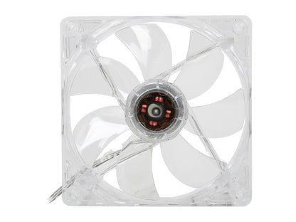 Rosewill ROCF-13002 - 120mm Computer Case Cooling Fan with LP4 Adapter - Transparent Frame & 4 Blue LED Lights, Sleeve Bearing, Silent (Pack of 2)