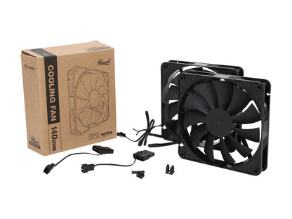 Rosewill RFBF-131411 - 140mm Computer Case Cooling Fan with LP4 Adapter - Fluid Dynamic Bearing, Super Quiet (Pack of 2)