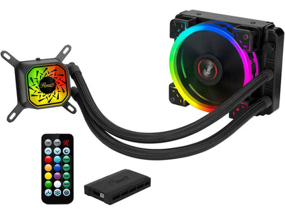 Rosewill PB120-RGB 120mm AIO CPU Liquid Cooler, All-In-One Closed Loop PC Water Cooling, Quiet Addressable RGB Ring Fan, Intel/AMD Compatible, 400mm Sleeved Tubing