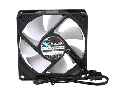 Fractal Design Silent Series R3 80mm Silence Optimized Rifle Bearing Black/White Computer Case Fan