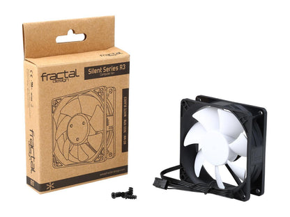 Fractal Design Silent Series R3 80mm Silence Optimized Rifle Bearing Black/White Computer Case Fan