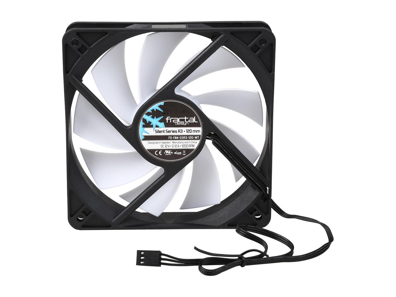 Fractal Design Silent Series R3 120mm Silence Optimized Rifle Bearing Black/White Computer Case Fan