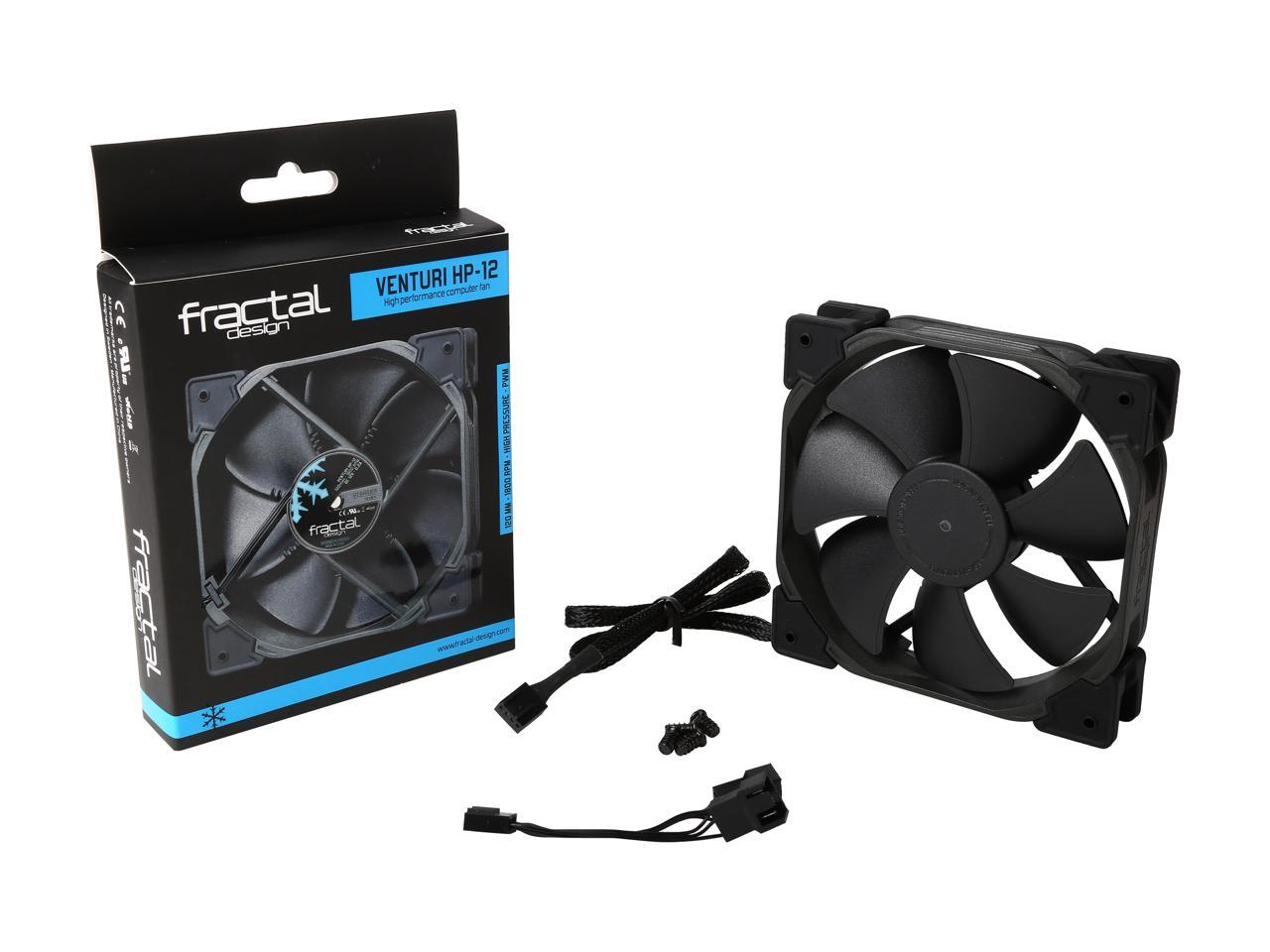 Fractal Design Venturi HP Series Black Fluid Dynamic Bearing High Pressure PWM 120mm Radiator/Heatsink Optimized Fan