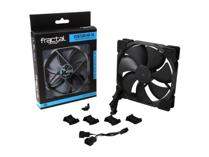 Fractal Design Venturi HP Series Black Fluid Dynamic Bearing High Pressure PWM 140mm Radiator/Heatsink Optimized Fan