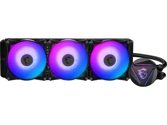 MSI MAG CORELIQUID 360R AIO Liquid CPU Cooler, 360mm Radiator, Triple 120mm PWM Fans, RGB Lighting Controlled by Software