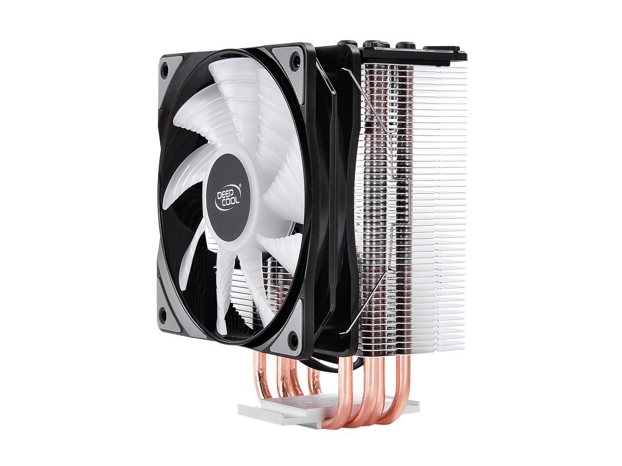 DEEPCOOL GAMMAXX GTE-CPU Cooler 120mm RGB fan Motherboard SYNC Solid 0.4-mm fins 4 Heatpipes Metal Mounting Kit Support LGA 2066 / AM4