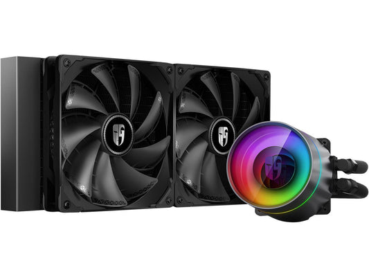 DeepCool CASTLE 280EX AIO Liquid CPU Cooler, Anti-Leak Technology, Two TF140S PWM Fans, Addressable RGB Controller and 5V 3-Pin Motherboard