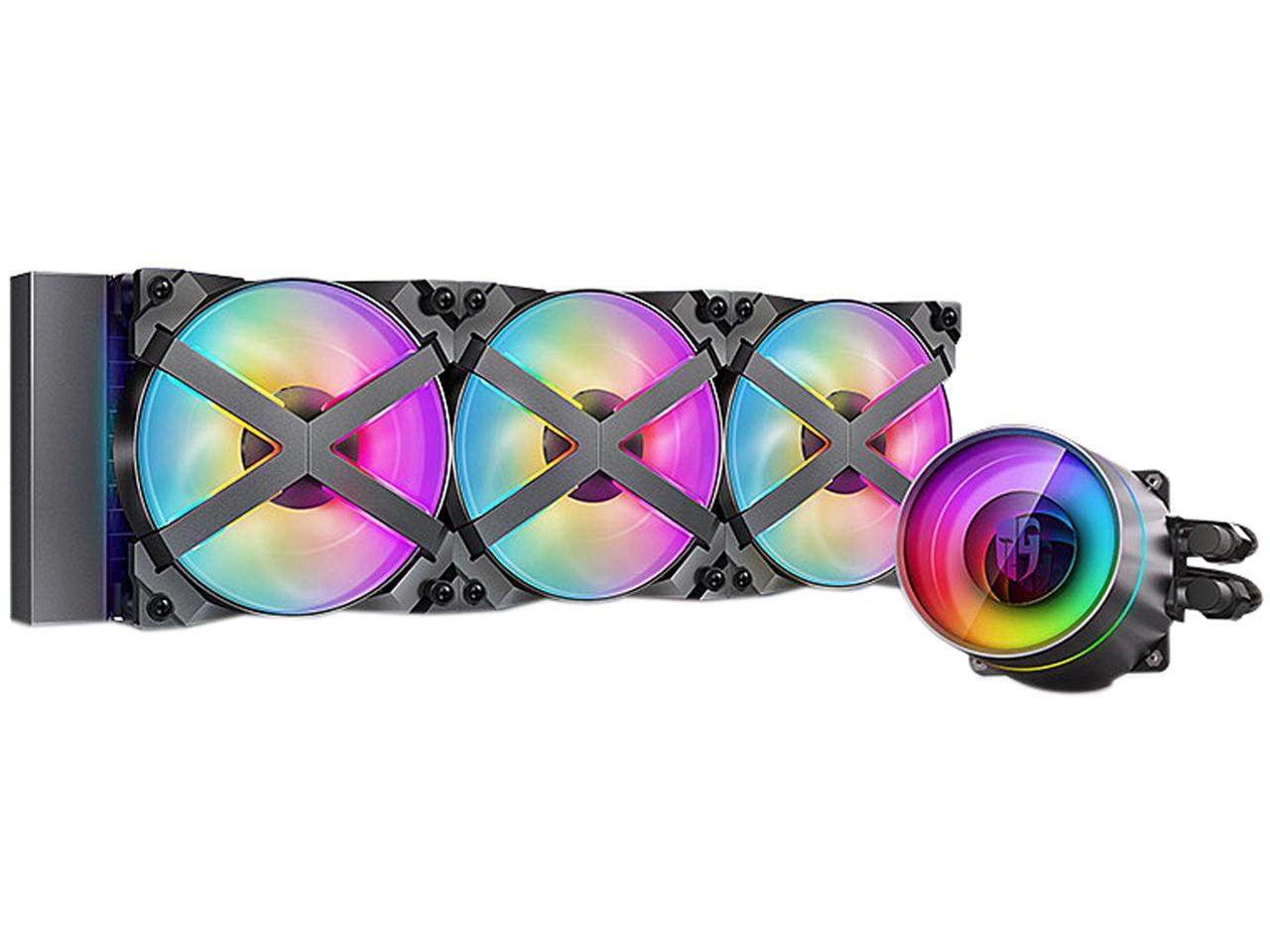 DeepCool CASTLE 360EX RGB AIO Liquid CPU Cooler, Anti-Leak Technology, Three MF120GT A-RGB PWM Fans, Wire Controller and 5V-D-G 3-Pin Motherboard Connector, TR4/AM4 Supported