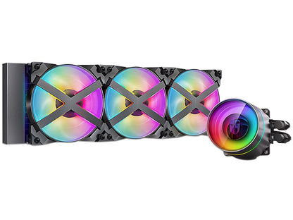 DeepCool CASTLE 360EX RGB AIO Liquid CPU Cooler, Anti-Leak Technology, Three MF120GT A-RGB PWM Fans, Wire Controller and 5V-D-G 3-Pin Motherboard Connector, TR4/AM4 Supported