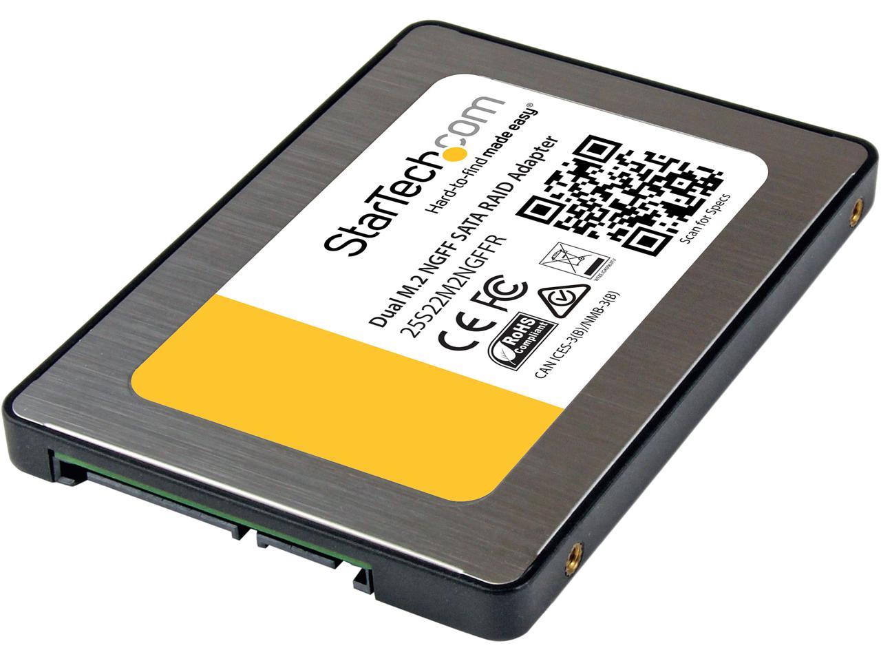 StarTech.com 25S22M2NGFFR Dual M.2 SATA Adapter with RAID - 2x M.2 SSDs to 2.5in SATA (6Gbps) RAID Adapter Converter with TRIM Support