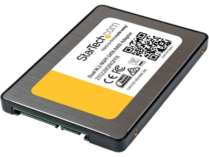 StarTech.com 25S22M2NGFFR Dual M.2 SATA Adapter with RAID - 2x M.2 SSDs to 2.5in SATA (6Gbps) RAID Adapter Converter with TRIM Support