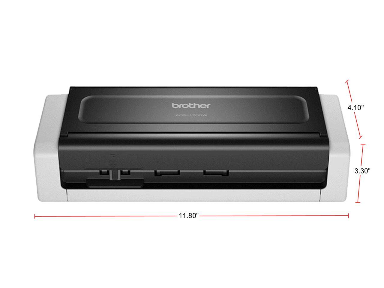 Brother ADS-1700W Wireless Compact Desktop Scanner - 48-bit Color - 25 ppm (Mono) - 25 ppm (Color) - Duplex Scanning - USB
