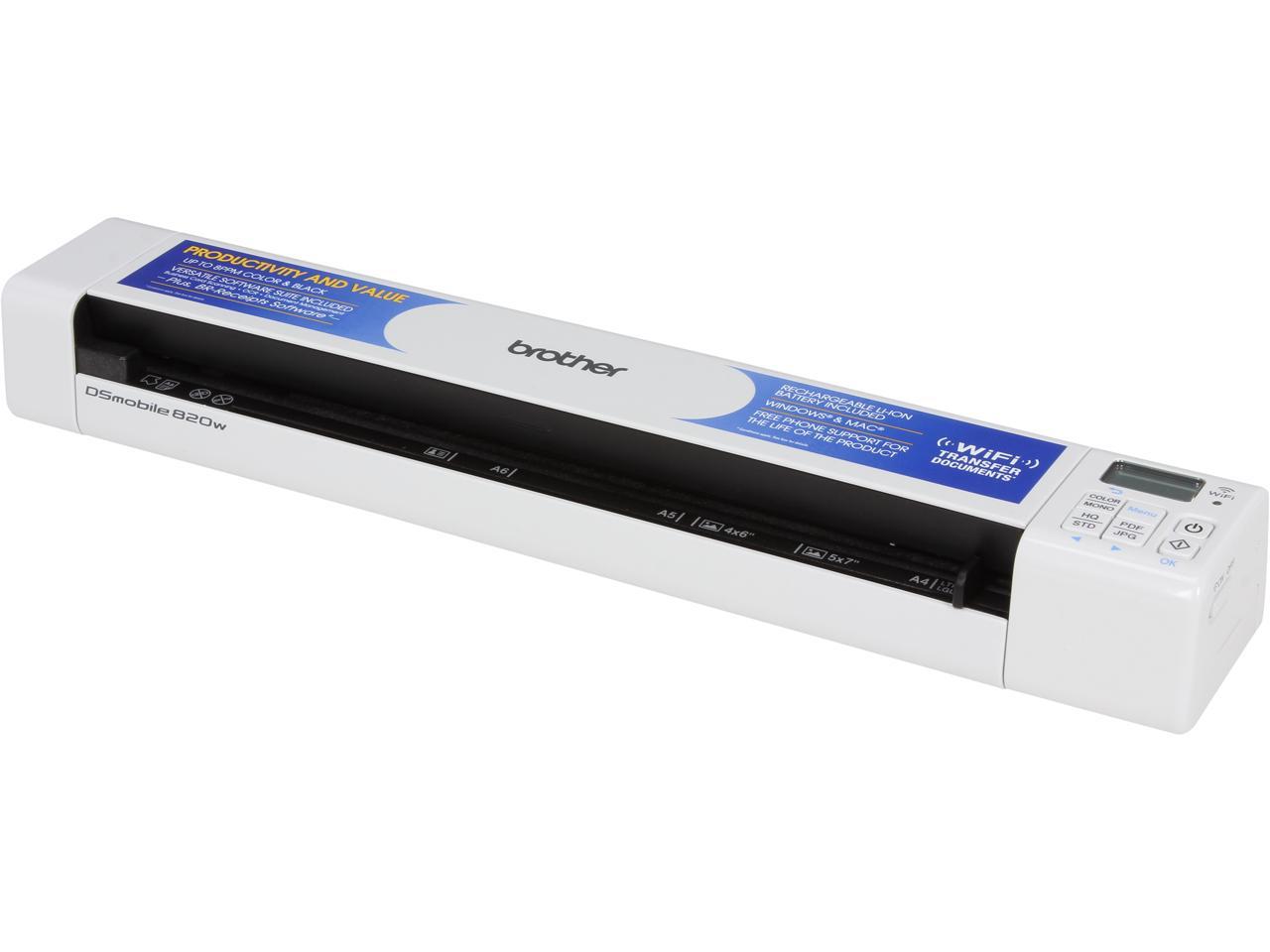 Brother DSmobile 820W (DS820W) 24-bit color, 8-bit (256 levels) gray scale, 1-bit monochrome Single CIS 600 x 600 dpi Sheet Fed Scanner