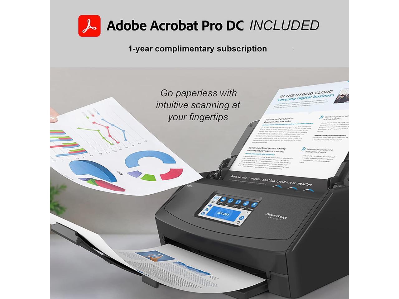 Fujitsu ScanSnap iX1600 Deluxe Color Duplex Document Scanner with Adobe Acrobat DC Pro 1 year complimentary subscription included (Value at $179)