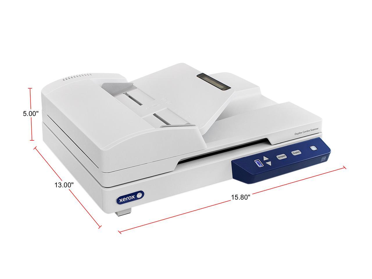 XEROX XD-Combo 600 dpi 24-bit color, 8-bit grayscale, 1-bit black & white Hi-speed USB 2.0 (3.0 compatible) Interface Flatbed or Automatic Document Feeder (Duplex) Duplex Combo Scanner