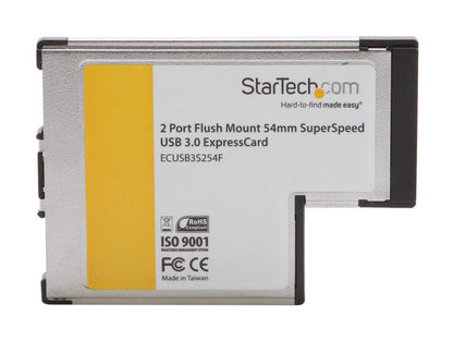 StarTech ECUSB3S254F 2 Port Flush Mount ExpressCard 54mm SuperSpeed USB 3.0 Card Adapter