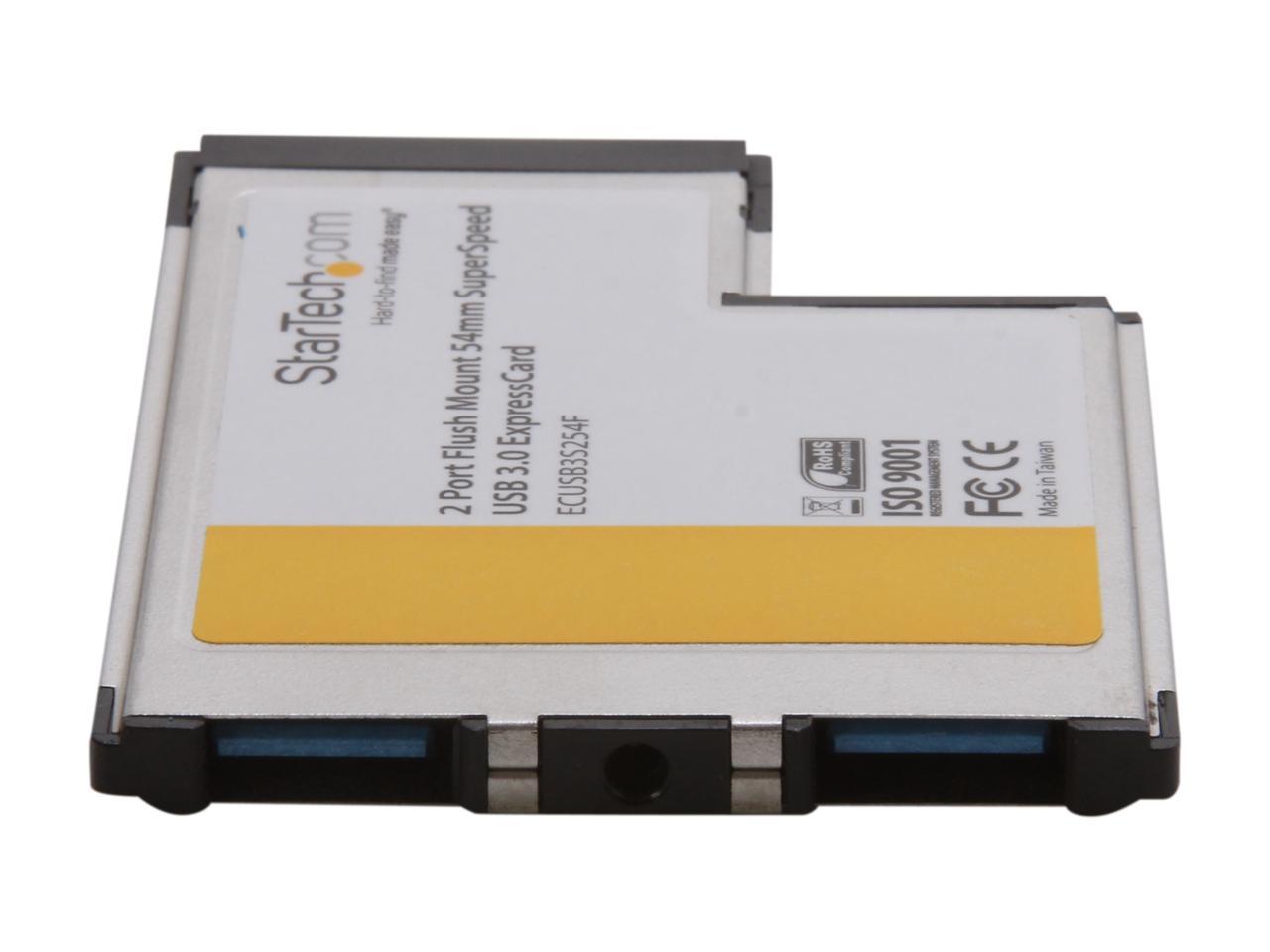 StarTech ECUSB3S254F 2 Port Flush Mount ExpressCard 54mm SuperSpeed USB 3.0 Card Adapter