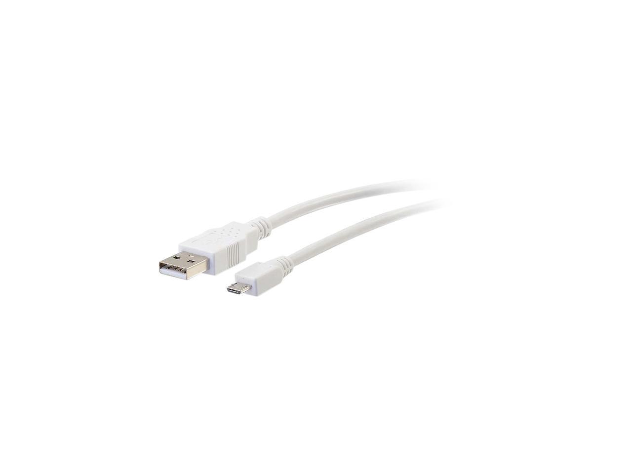 C2G 27441 Micro USB Cable - USB 2.0 A to Micro-B Cable M/M, White (1 Foot, 0.3 Meters)