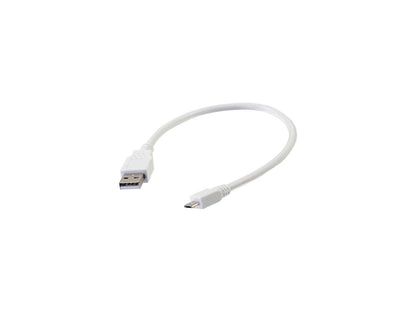 C2G 27441 Micro USB Cable - USB 2.0 A to Micro-B Cable M/M, White (1 Foot, 0.3 Meters)