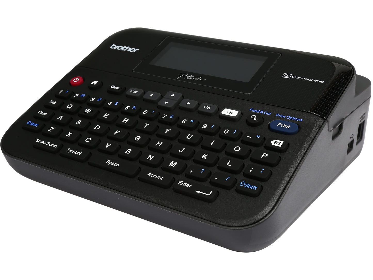 Brother P-touch Label Maker, PC-Connectable Labeler, Color Display, High-Resolution PC Printing, Black, Black/gray PTD600