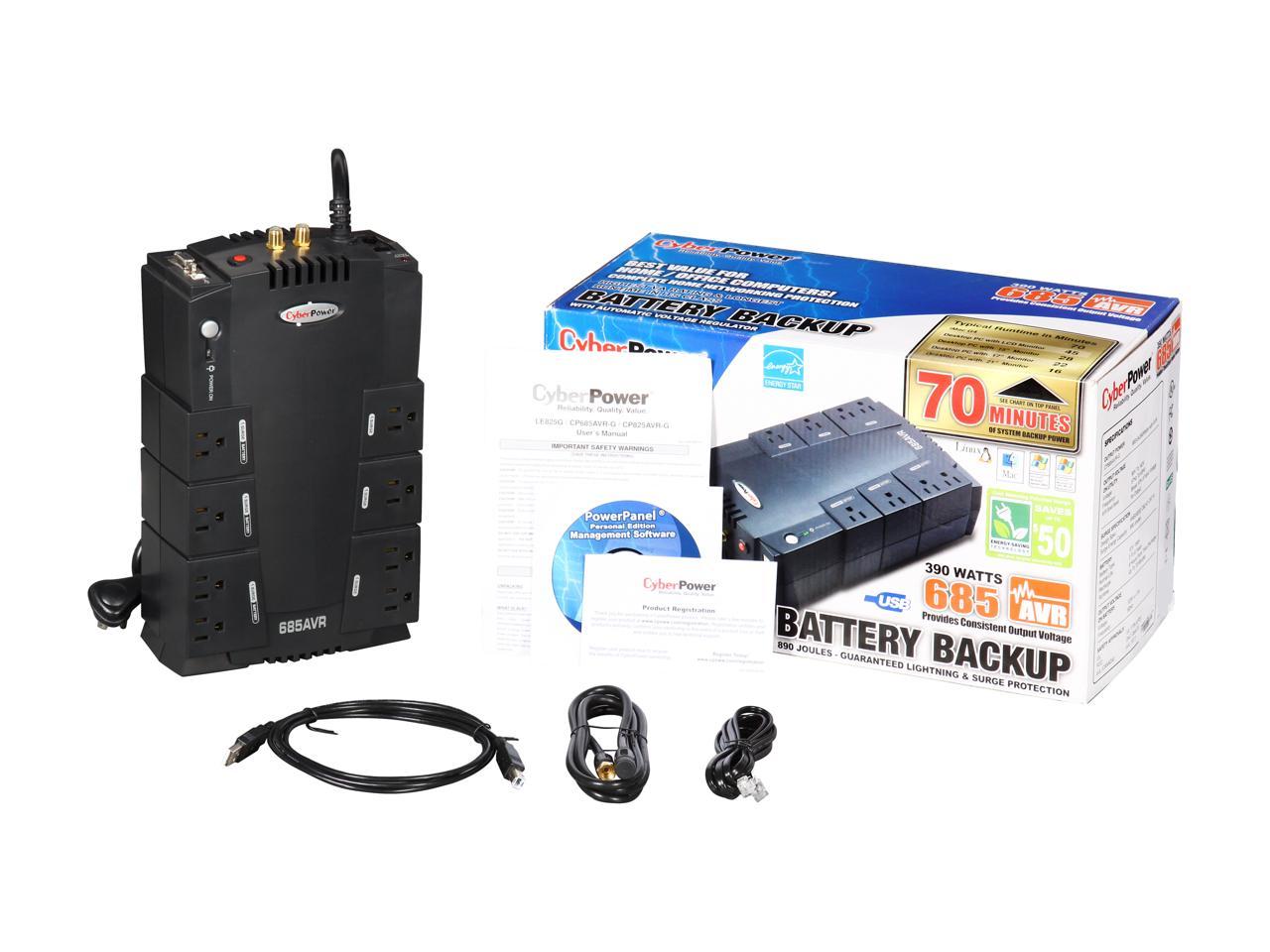 CyberPower AVR CP685AVR 685 VA 390 Watts 8 Outlets UPS