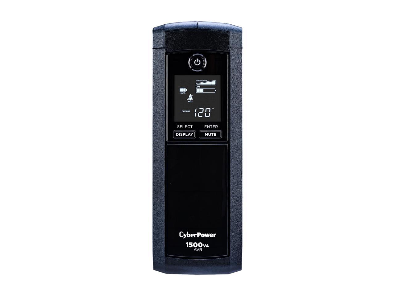 CyberPower Intelligent LCD Series CP1500AVRLCD 1500 VA 900 Watts 12 Outlets UPS
