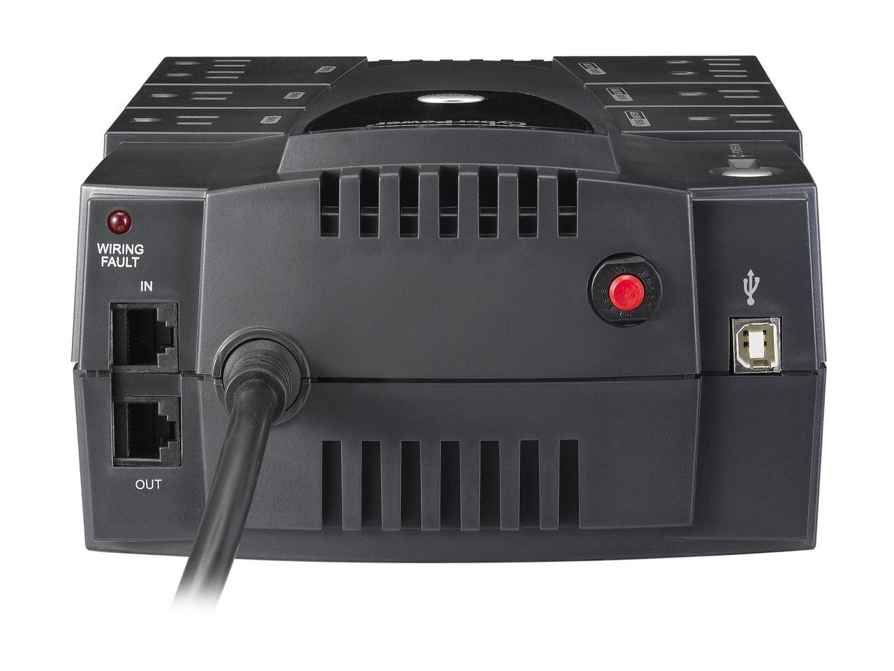 CyberPower Intelligent LCD Series CP600LCD 600VA 340W 4 x 5-15R Battery/Surge Protected 4 x 5-15R Surge Protected Outlets UPS