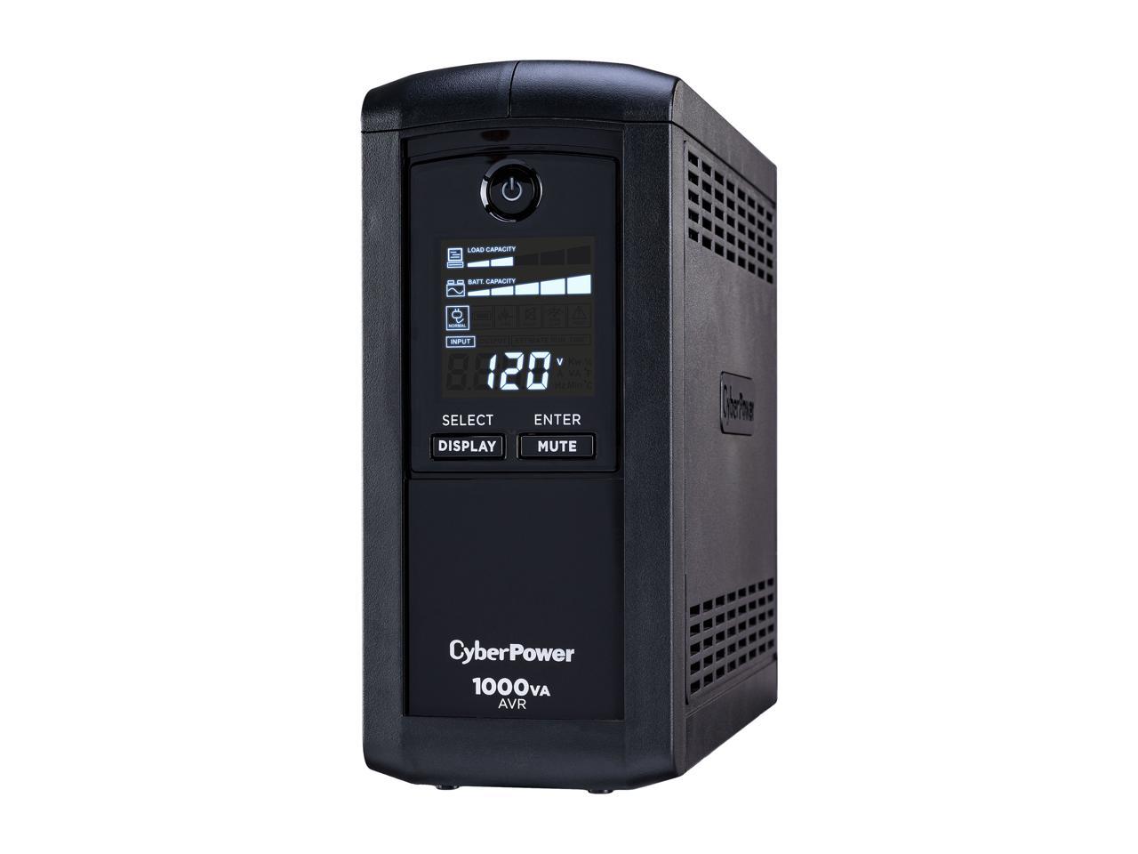 CyberPower Intelligent LCD UPS CP1000AVRLCD 1000 VA 600 Watts 9 Outlets UPS
