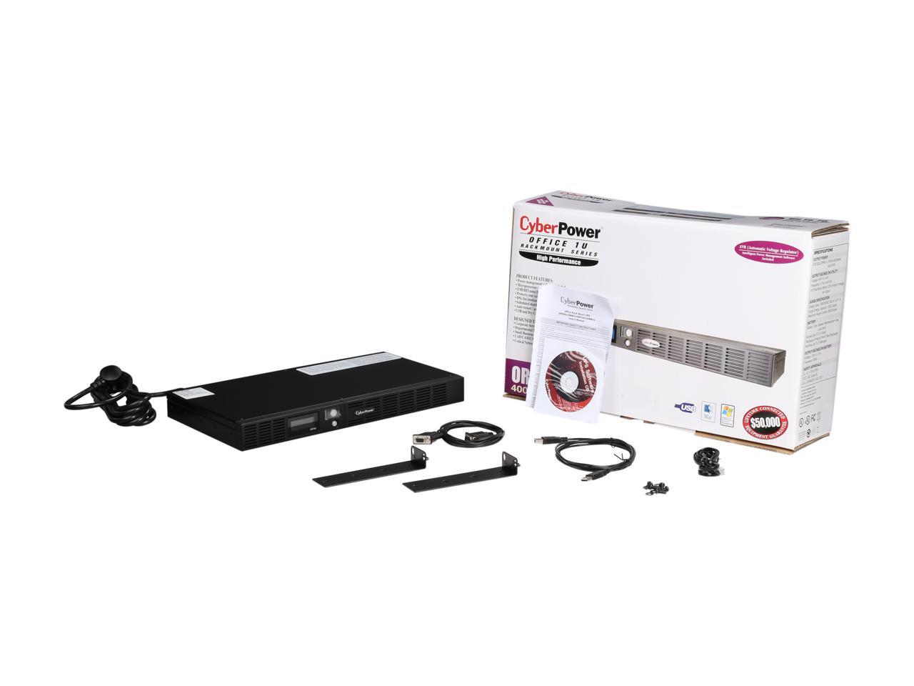 CyberPower Smart App Intelligent LCD Rackmount GreenPower UPS OR700LCDRM1U 700VA 400W 4 x 5-15R Battery/Surge Protected 2 x 5-15R Surge Protected Outlets UPS