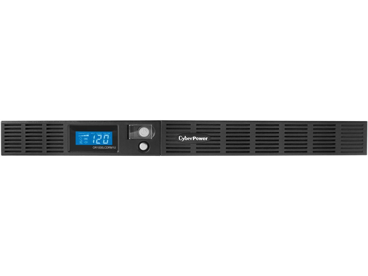 CyberPower Smart App Intelligent LCD OR1000LCDRM1U 1000 VA 600 Watts 4 x 5-15R Battery & Surge 2 x 5-15R Surge Only Outlets UPS