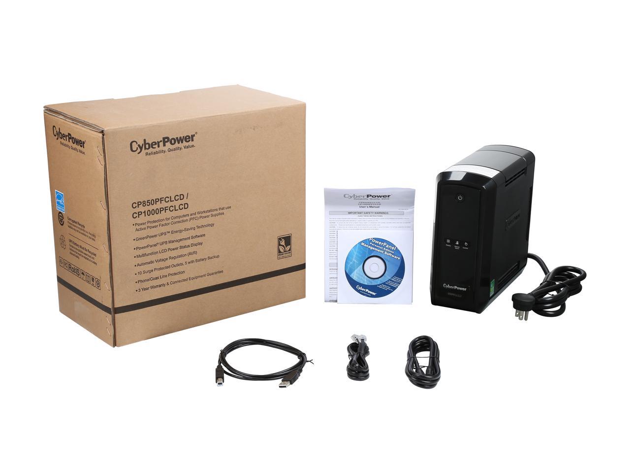 CyberPower CP850PFCLCD PFC Sinewave UPS 850 VA 510 Watts PFC Compatible Mini-Tower