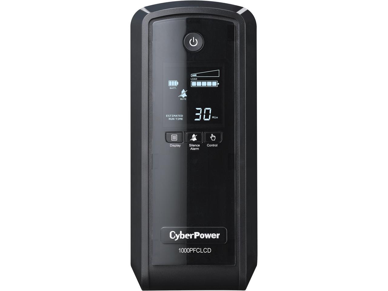 CyberPower CP1000PFCLCD UPS 1000 VA / 600 Watts PFC compatible Pure Sine Wave