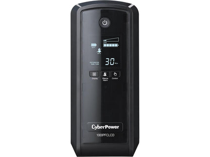 CyberPower CP1000PFCLCD UPS 1000 VA / 600 Watts PFC compatible Pure Sine Wave