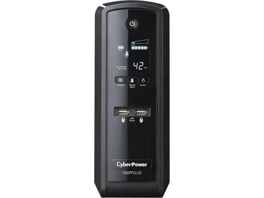 CyberPower CP1350PFCLCD 1350 VA / 810 Watts PFC Pure Sine Wave UPS w/ USB Charging Ports