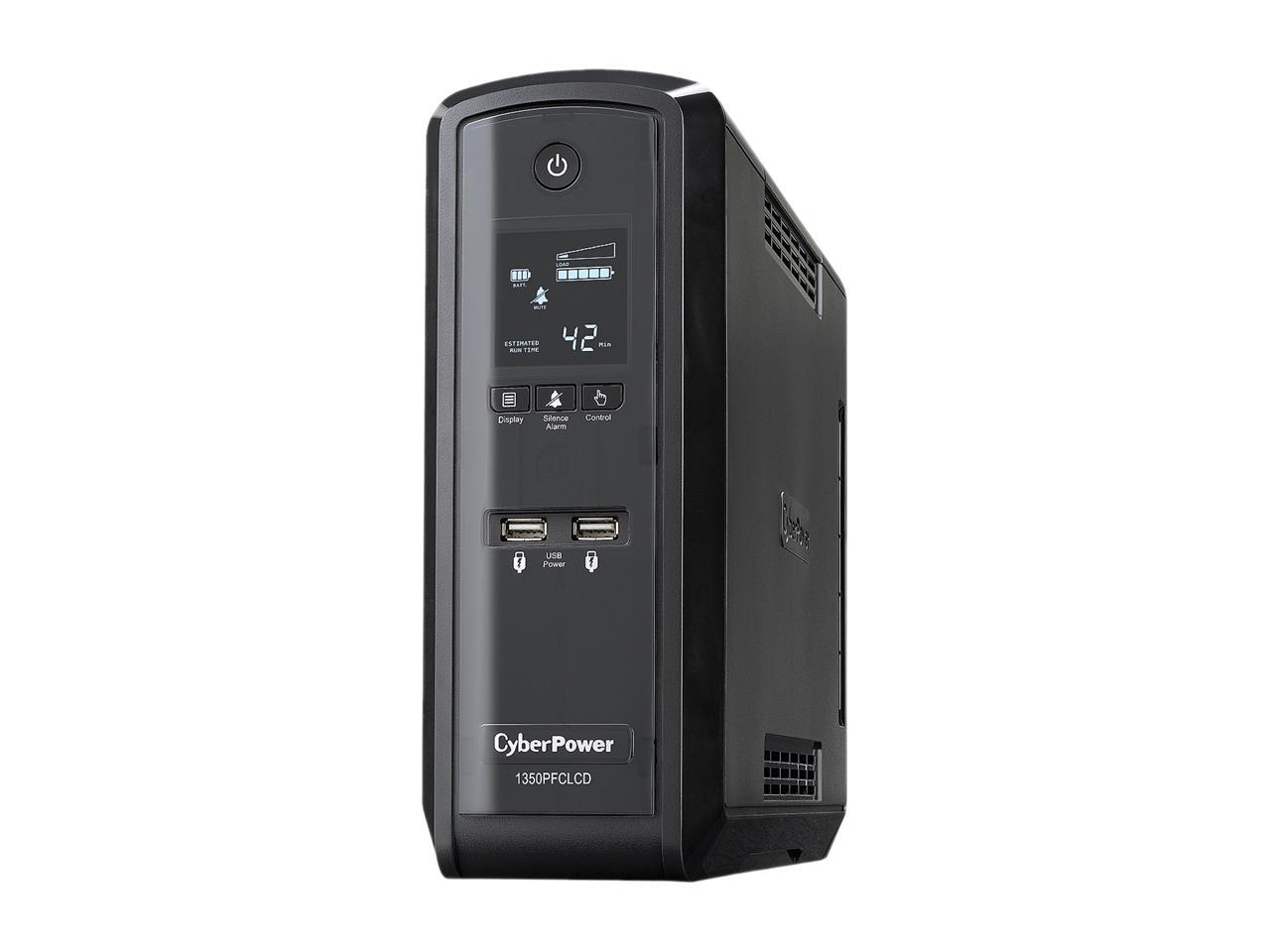CyberPower CP1350PFCLCD 1350 VA / 810 Watts PFC Pure Sine Wave UPS w/ USB Charging Ports