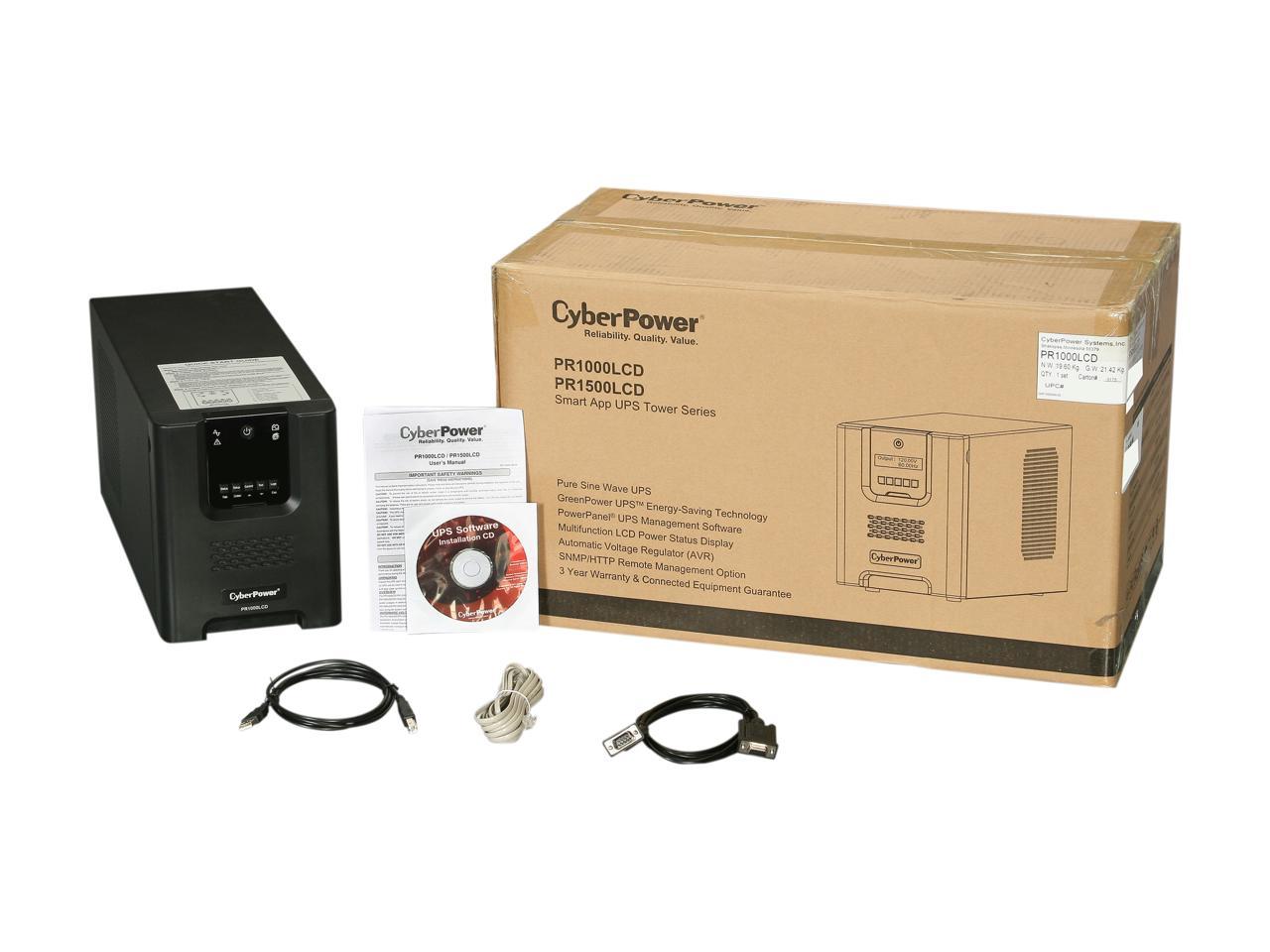 CyberPower Smart App Sinewave PR1000LCD 1000VA Pure Sine Wave Mini-Tower LCD UPS