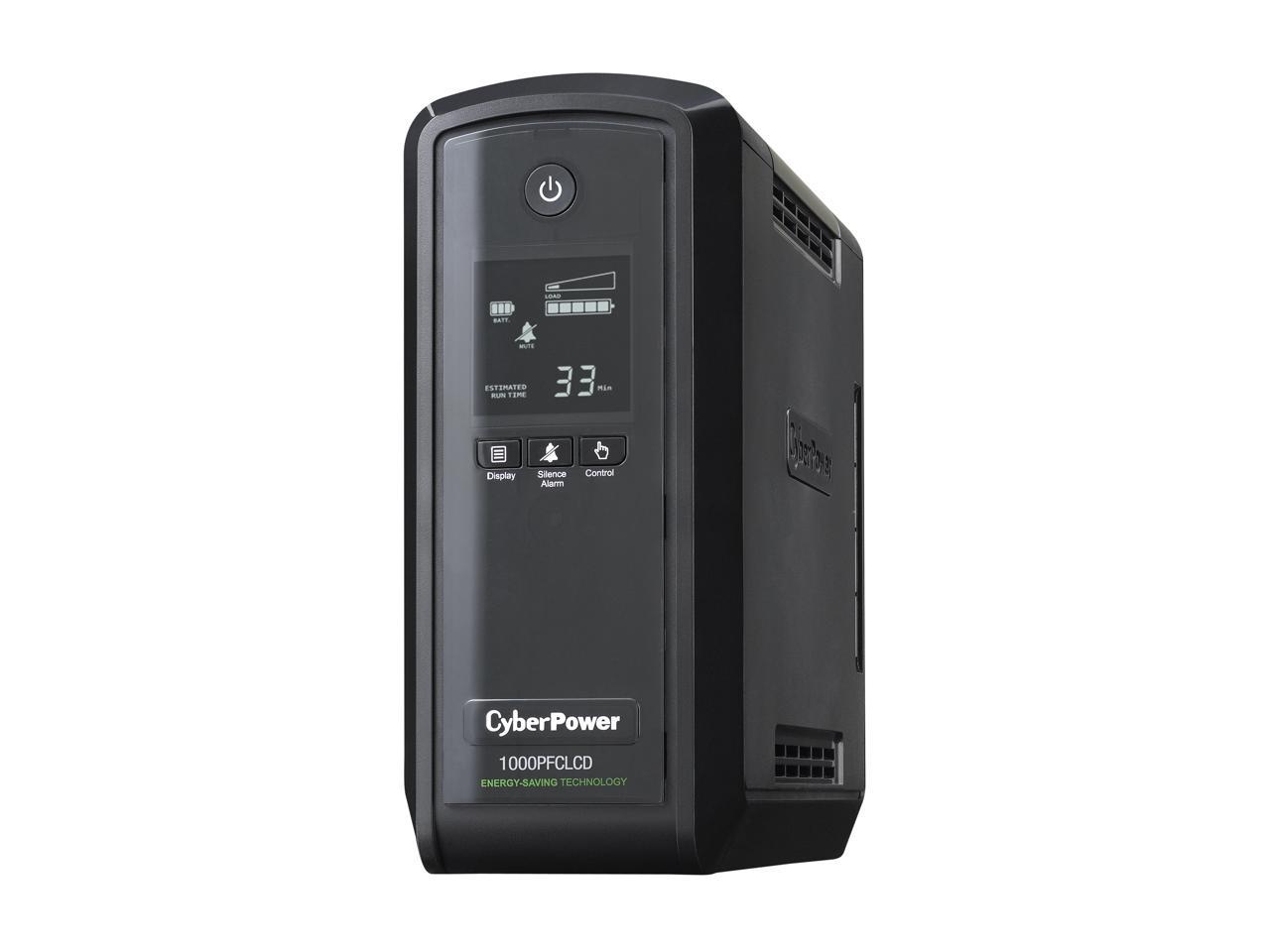 CyberPower TAA Compliant CP1000PFCLCDTAA UPS 1000VA 510W PFC Compatible Pure Sine Wave