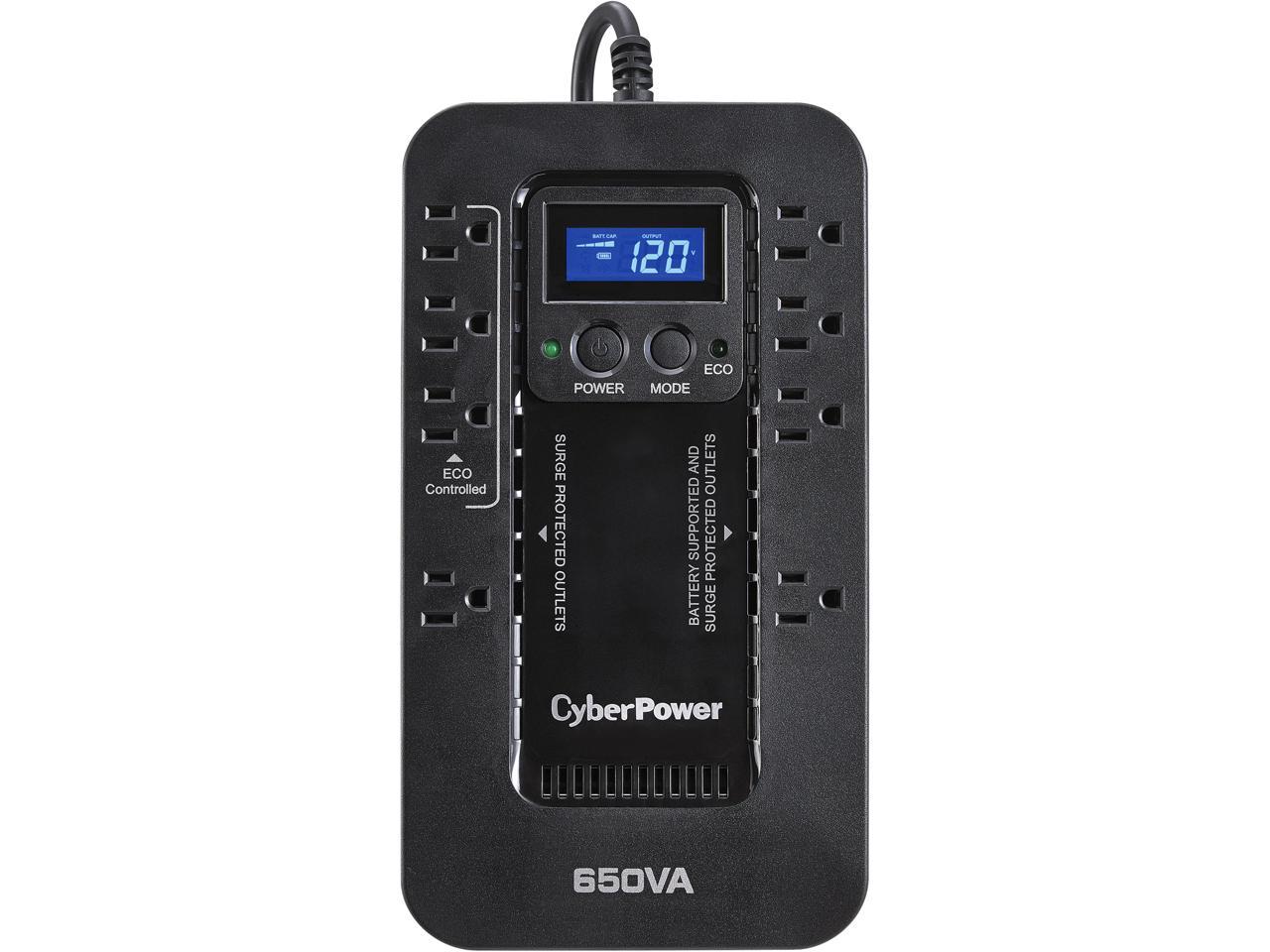 CyberPower EC650LCD ECO 650 VA /390 Watts Energy Efficient LCD Desktop UPS