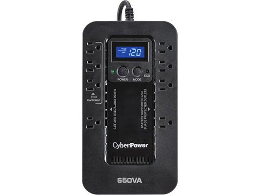 CyberPower EC650LCD ECO 650 VA /390 Watts Energy Efficient LCD Desktop UPS