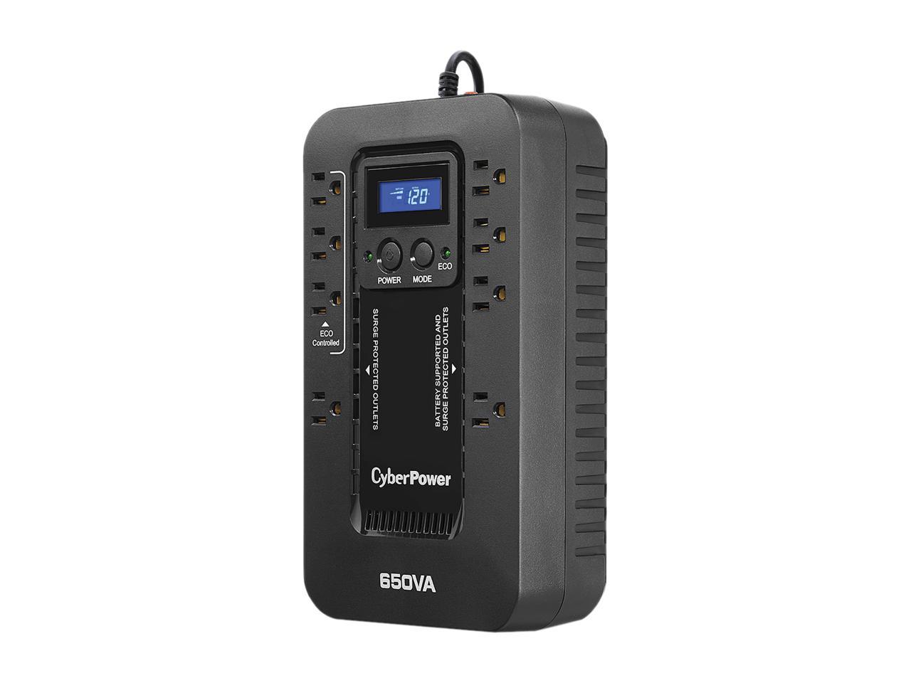 CyberPower EC650LCD ECO 650 VA /390 Watts Energy Efficient LCD Desktop UPS
