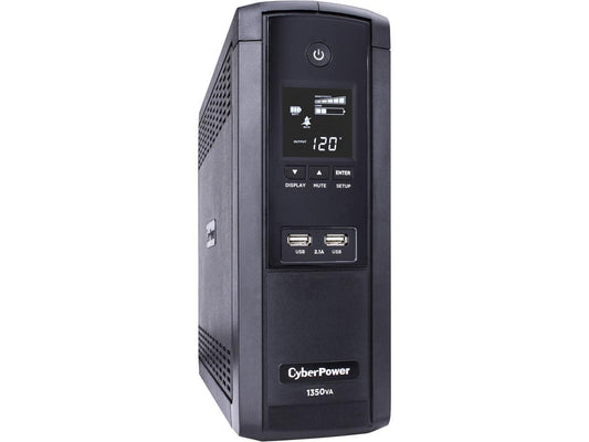 CyberPower BRG1350AVRLCD 1350 VA / 810 Watts, 12 Outlets, AVR, Intelligent LCD Mini-Tower UPS System