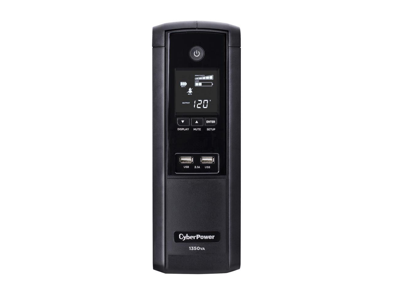CyberPower BRG1350AVRLCD 1350 VA / 810 Watts, 12 Outlets, AVR, Intelligent LCD Mini-Tower UPS System