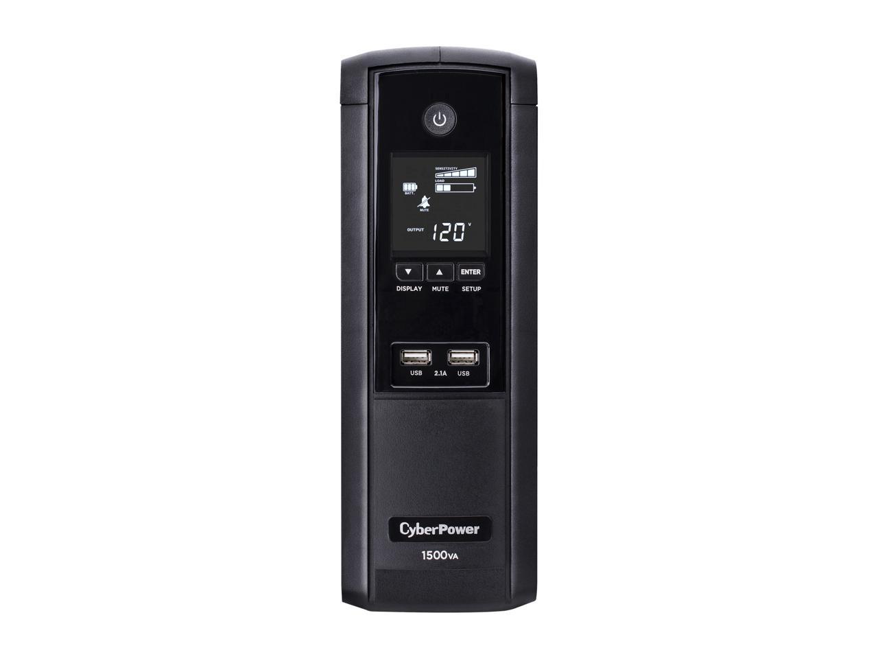 CyberPower BRG1500AVRLCD 1500 VA / 900 Watts, 12 Outlets, AVR, Intelligent LCD Mini-Tower UPS System