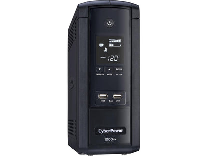 CyberPower BRG1000AVRLCD 1000 VA / 600 Watts, 10 Outlets, AVR, Intelligent LCD Mini-Tower UPS System