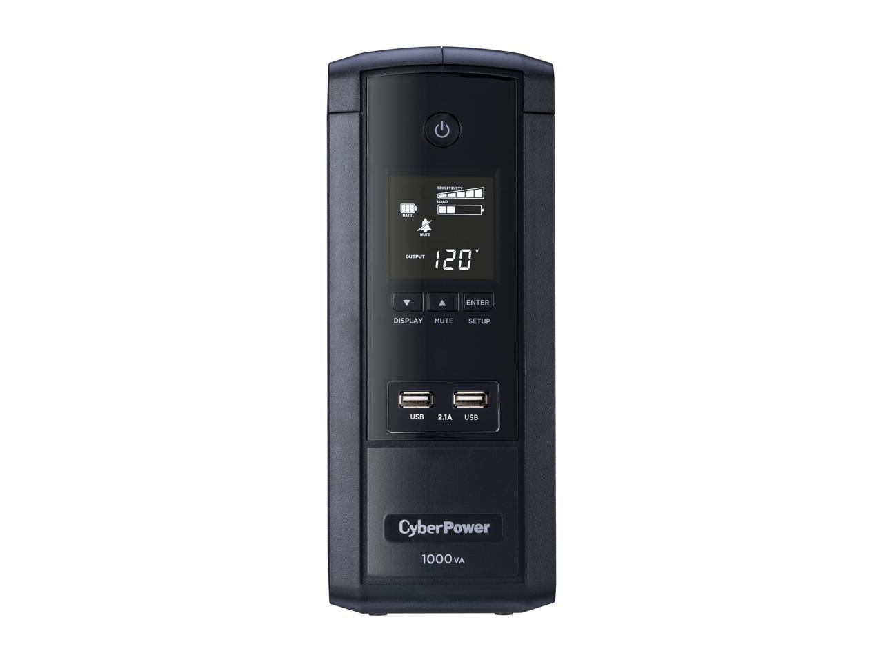 CyberPower BRG1000AVRLCD 1000 VA / 600 Watts, 10 Outlets, AVR, Intelligent LCD Mini-Tower UPS System