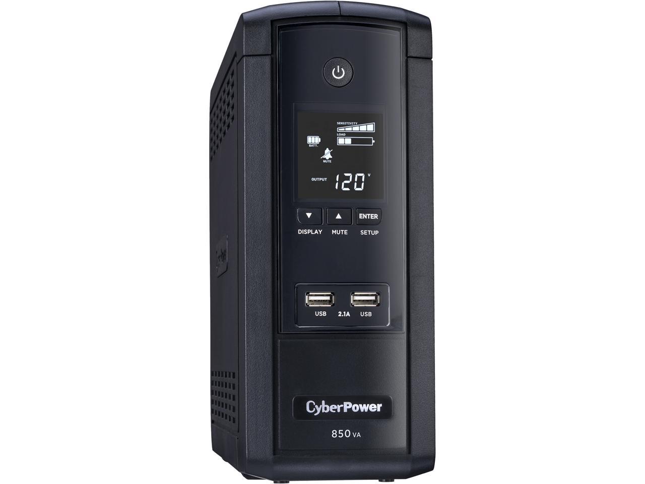 CyberPower BRG850AVRLCD 850 VA / 510 Watts, 10 Outlets, AVR, Intelligent LCD Mini-Tower UPS System