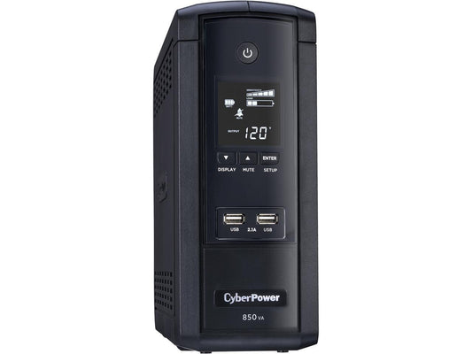 CyberPower BRG850AVRLCD 850 VA / 510 Watts, 10 Outlets, AVR, Intelligent LCD Mini-Tower UPS System