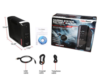 CyberPower 1325 VA 810 Watts 10 Outlets UPS, Pure Sine Wave UPS with USB Charging Ports GX1325U