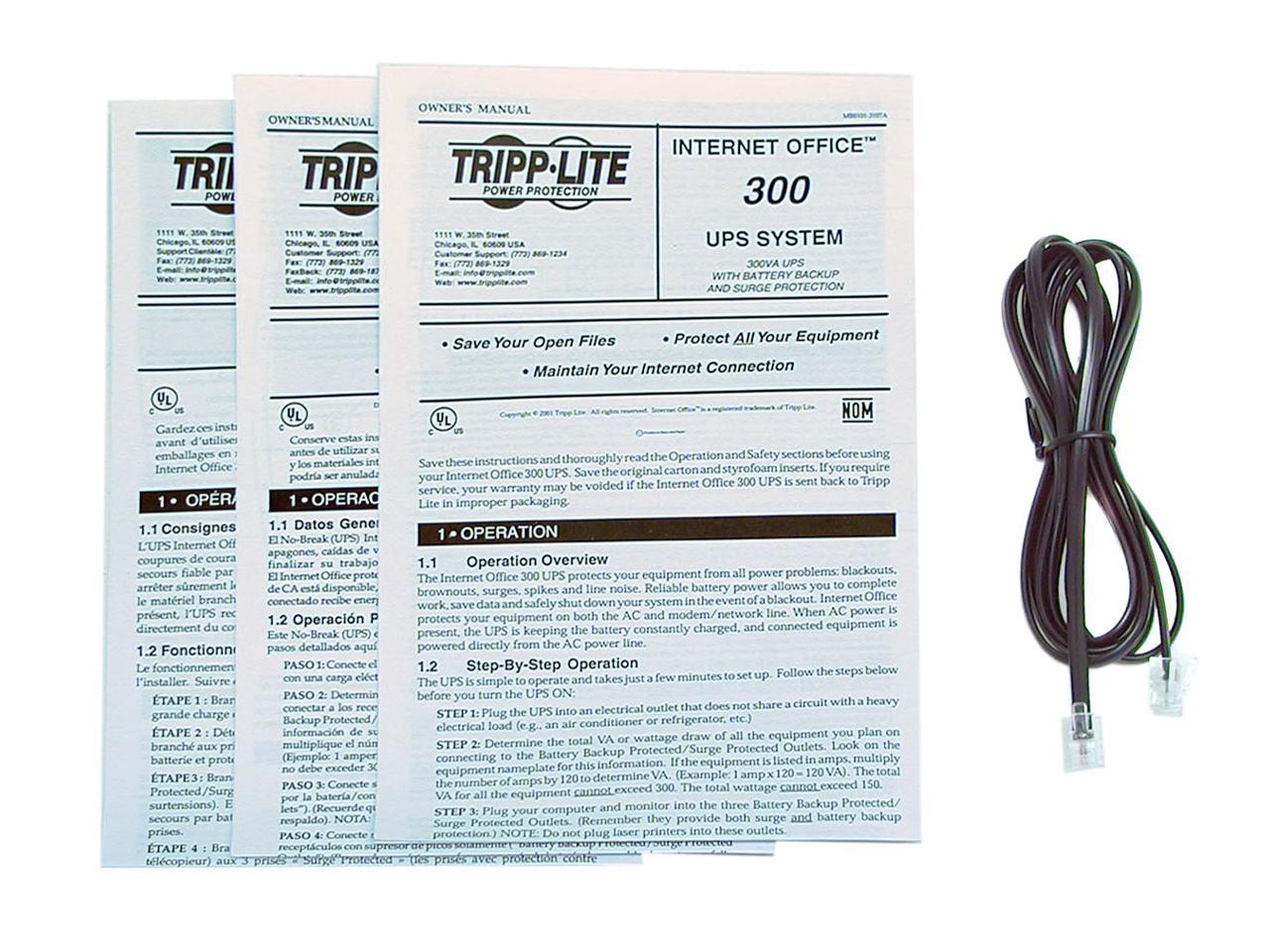 Tripp Lite 300 VA Standby UPS Back Up, 120V 150 Watts Ultra-Compact Desktop 6 Outlets, Tel / DSL / Ethernet Protection, TAA (INTERNETOFFICE300)