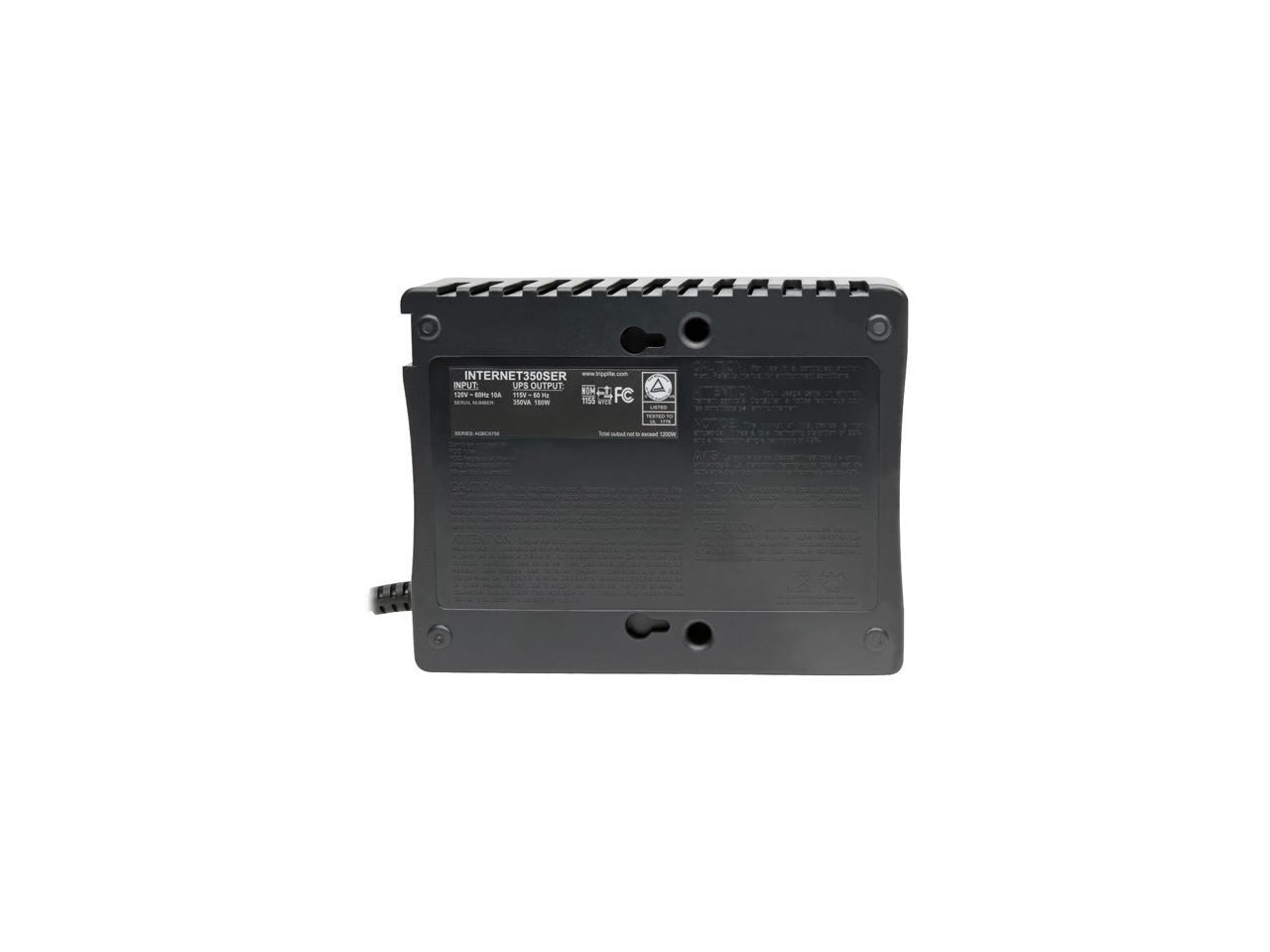 Tripp Lite Internet Office 120V 350 VA 180 Watts Standby UPS, 6 Outlets (NEMA 5-15R), 5-15P Plug, DB9, Tel/DSL (INTERNET350SER)